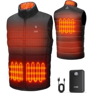 ZKN Heated Vest for Men with 14400mAh Battery Pack, 3 Heating Levels Men's Heated Vest, Lightweight Heated Jackets for Winter (Medium)