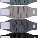 wegreeco Belly Bands for Male Dogs, (4 Pack) of Washable Male Dog Diapers, Super Absorbent Dog Belly Band (Green, Brown, Black, Grey, X-Small) (X-Small (9" to 11"))