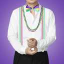 Gvhntk 6Pcs Mardi Gras Accessories Set Mardi Gras Costume Outfit Men Women Sequin Hat Bow Tie Costume Suspender Bead Necklaces for Carnival Halloween Party