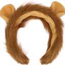 3 Piece Lion Costume Set Lion Ears Headband with Tail and Tutu for Women Halloween Cosplay Party Accessories (Brown)