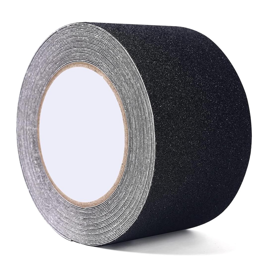 Grip Tape 3 Inch x 33 Ft, Heavy Duty Anti Slip Tape for Stairs, Strong Friction Non Skid Tape with Emery, Waterproof Grip Tape for Indoor, Outdoor, Step Treads, Black