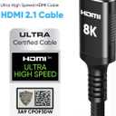 Snowkids 8K Certified HDMI 2.1 Cable 10 ft, Non-Slip Nylon Braided, 48Gbps Ultra High-Speed HDMI Cables Cord, 10K 8K60Hz, 4K120Hz Compatible for TV/PS-5/X-box/Projector/Sound System & More
