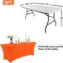 IVAPUPU 2 Pack 6FT Table Cloth for Rectangular Fitted Events Stretch Orange Table Covers Washable Spandex Tablecloth Protector for Party, Wedding, Cocktail, Banquet, Festival, 72"Lx30"W