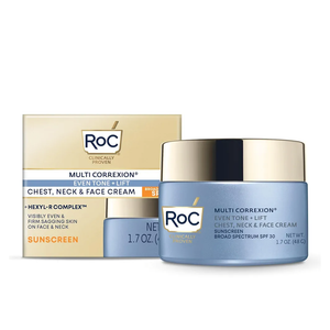 RoC Multi Correxion 5 in 1 Chest, Neck, and Face Moisturizer Cream with SPF 30, for Neck Firming and Wrinkles, Vitamin E & Shea Butter, Oil Free Skin Care, 1.7 Ounces (Packaging May Vary)