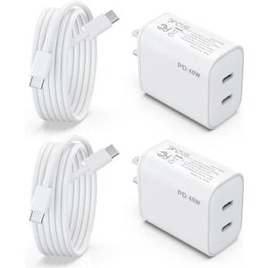 iPhone 15 16 Charger, 2 Pack 40W USB C Charger Dual Port Fast Charging Block (2-Pack 6 ft USB C to C Cable Cord Included) for iPhone 16 15 Pro Max/15Pro/15/15Plus,iPad