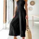 ANRABESS Women's Summer Straps One Shoulder High Waist Dressy Casual Wide Leg Linen Jumpsuit Romper Beach Travel Outfits (Black, M)