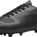 DREAM PAIRS Mens Firm Ground Soccer Cleats Soccer Shoes (10.5, Black/Grey)