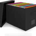 Onylin File Organizer Box with Lid, Document Storage Organizer for Letter/ Legal File Folder - 15 x 12.6 x 11 inch (Black, 2 Pack)