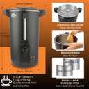 55-Cup 10L Commercial Coffee Urn, Festa Essential 750W Double Wall Large Percolate Coffee Maker Stainless Steel Hot Water Urn Dispenser with Double Dripless Faucet, Quick-Brewing for Catering, Black