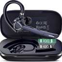 Bluetooth Headset with APTX HD Audio, Wireless HandsFree Earpiece with CVC 8.0/ENC Dual Mic, Mute Button & Dual Device Connection, 90H Playtime SingleEar Headphone for Trucker, Business, Blue‌