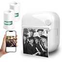 Fallmist Sticker Printer,Mini Printer,Inkless Sticker Printer,Mini Sticker Printer,Compatible with iOS + Android for Learning Assistance,3 Pcs Sticker Rolls,Study Notes,Memo,Fun,Work,Journal (White)
