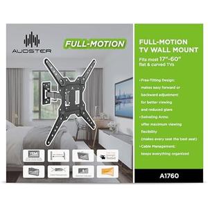 AUDSTER A1760 Full Motion TV Wall Mount, fits Most 22" - 50" Flat & Curved TVs