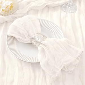 DeZerlor 30 Pack Ivory White Cheesecloth Napkins Washable Summer White Cloth Napkins Set of 30 Cotton Gauze Table Napkins Bulk 21x21 Inches for Wedding Bridal Baby Shower Dinner Birthday Party