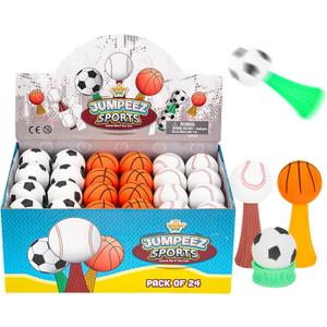 IPIDIPI TOYS Jumpeez Sport Ball Rocket Poppers  24-Pack Jumping Spring Launcher Toys  Ideal Stocking Stuffers for Kids, Birthday Party Favors, Goodie Bag School Prizes for Boys & Girls