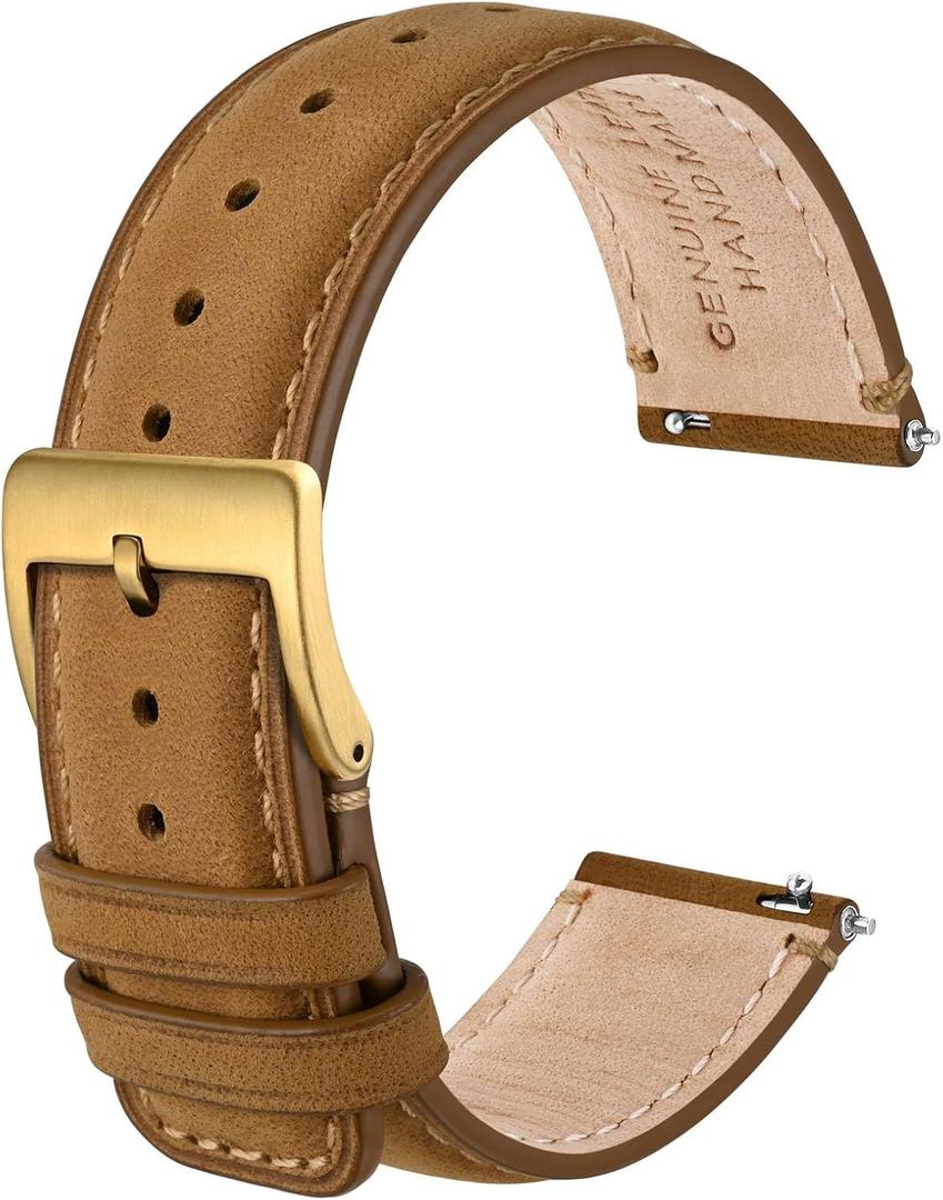 Anbeer Genuine Leather Watch Band,Quick Release Strap with Stainless Steel Buckle, Multiple Sizes & Colors for Men Women, Size: 20mm