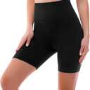 SINOPHANT High Waisted Women Biker Shorts - 6 Buttery Soft Elastic Tummy Control Shorts for Gym, Yoga, Workout (Small-Medium, Black)