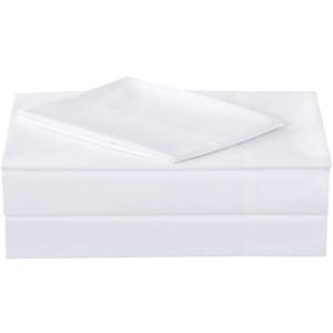 King Size Percale Bed Sheets, 200 Thread Count Cotton Polyester Blend Sheet Set,Wrinkle Free,Breathable,Crisp Refreshing Feeling, 60 Cotton 40 Polyester Cotton Rich Sheets 4 PC(White,King)