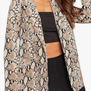 Womens Snakeskin Print Loose Blazer Long Sleeve Open Front Office Lapel Cardigan OL Suit Jacket Coat,  Snakeskin, Large