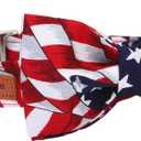 Lionet Paws Patriotic Dog Collar with Bowtie, 4th of July, Soft and Comfortable, Adjustable Collar for Medium Dogs, Neck 13.5-22 inches (American Flag)