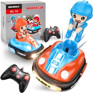 SIMREX Remote Control Bumper Cars for Kids - 2 Player Battle Set with Lights & Music, Toy Car for Toddlers Boys Girls Ages 3-8, Gift for Boys Girls Birthday