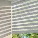 Changshade Zebra Blinds for Windows Cordless Double Layered Roller Semi Sheer Shades with Valance Light Filtering Privacy for Day and Night Pull Down Roller Shade for Home Office,39" W×72" H,Grey