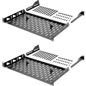 Tecmojo Server Rack Shelf, 1U Rack Shelf 10in Depth, Rack Mount Shelf with Anti-Slip Stops, 110lbs Weight Capacity of Vented Network Rack Shelf for Data/AV/IT/Audio Racks, with Lip(2 Pack), Black