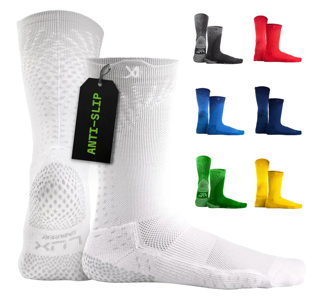 LUX Sports Thin Grip Socks for Cleat Sports - Moisture-Wicking Anti Slip Socks for Men & Women - Soccer, Football, Baseball