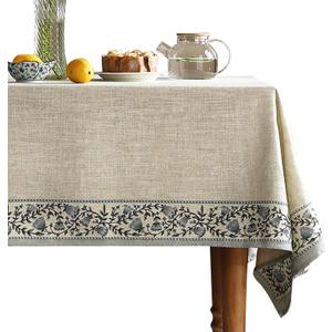 ISAENNE Designer Vintage Linen Elegant Rectangle Tablecloth, Chinoiserie Floral Table Cloth, Wrinkle Resistant Decor Table Cover for Dining Thanksgiving Kitchen Party, 55"*71", Segerman B