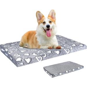 VANKEAN Reversible Dog Crate Mat, Stylish Bed with Waterproof Linings and Removable, Washable Cover, Firm Support Pad for Small to XX-Large Dogs, Grey (M(30 x 20 x 3") Grey