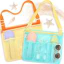 Tagitary Beach Toys Mesh Beach Bags for Kids with Zipper Collapsible Mesh Seashell Collecting Swim Pool Lake Sand Toy Storage, Boys and Girls Teens Summer Vacation Essentials