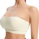 Strapless Bras for Women Non-Slip Silicone Bandeau Bralette Seamless Wireless Strapless Bra Padded Tube Top (M)