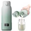 Portable Bottle Warmer Extended Battery Life - Dual Heating Modes for Breast Milk & Water, 17 Ounces, Fast Heating, Ideal for Travel, Outdoor, Baby Shower, Green