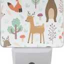 Plug-In Night Light Forest Cute Animals Printed LED Nightlight, Dusk-To-Dawn Sensor, Bedroom, Bathroom, Kitchen, Hallway, Stairs, Energy Efficient, 2-pack, 0.5W