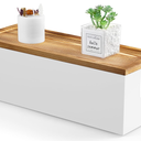 Bivvclaz Large Cable Management Box, Wooden Cord Organizer Box for Desk, Floor, Office to Hide Extension Cords Power Stripes Surge Protectors Chargers Wires, White