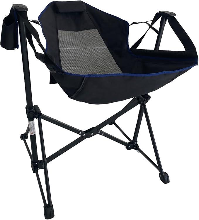 Hammock Camping Chair Folding Camping Swinging Chair, Cozy Head Pillow, Carrying Bag, Portable Lightweight Rocking Chair for Camping Fishing Picnic