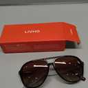 livho Trendy Polarized Aviator Sunglasses Women Men, Retro Sun Glasses for Women Men 2025, Oversized UV Protection Shades (Dark Brown Tortoise/ Brown)