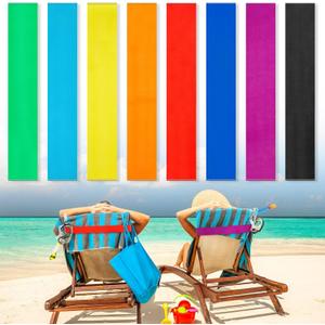 Boao 8 Pack Towel Bands for Beach Chair, Pool & Cruise Essentials, Elastic and Windproof, Towel Chair Clips Lounge Strap Holder, Cruise Ship Accessories (Solid)