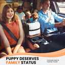 Center Console Dog Car Seat for Small Dogs with Bunny Fleece, Anti-Slip Booster Car Seat with Collar Hook, Triple Protection, Portable Washable, for Pets Up to 13.5lbs (Brown-Orange)