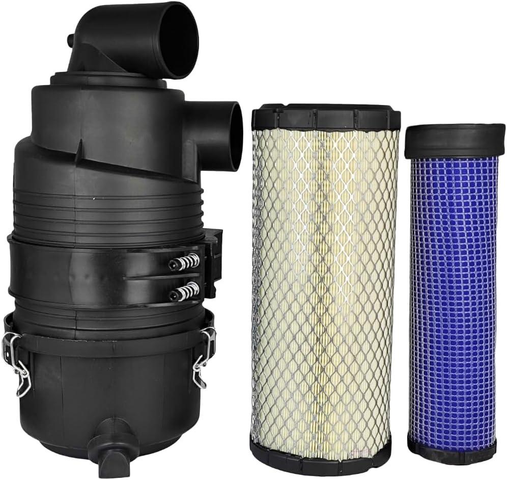 Air Cleaner Housing & Filter Set G065433 6673892 Compatible with Bobcat Loader 974 975 Engine G065411 P822768 P822769 6666333 6666334 2.5 in Outlet Inlet Vacuator Valve Cover Primary Secondary