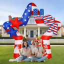 8ft 4th of July Inflatable Arch 250th Anniversary Outdoor Decoration Patriotic Independence Day Blow up USA Red White and Blue Star Arch with LED Light for Memorial Day Party Yard Decor