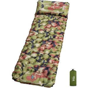 HiiPeak Sleeping Pad - Ultralight Inflatable Sleeping Mat with Built-in Foot Pump, Durable Compact Waterproof Camping Air Mattress for Camping, Backpacking, Hiking, Tent Trap Traveling (Green Camo)
