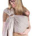 Baby Sling Carrier  Breathable 100% Cotton Wrap for Infant Support, Ring Sling Baby Carrier  Adjustable Muslin Fabric, Soft Chest Hold for Travel (Sand)