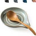 LAUCHUH Spoon Rest, 5" Large Spoon Holder for Stove Top Ceramic Spoon Rest Spatula Rest for Kitchen Utensils, Ladle, Coffee Spoons, Cooking spoons, Spatula, Tongs, Christmas, Unique Gray