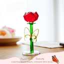 H&D HYALINE & DORA Red Crystal Rose Flower Figurine Butterfly Decor Glass Flowers with Stems Gift for Christmas Valentine's Day Mothers Day Birthday Home Table