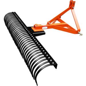 PeakPursuit 6 FT Landscape Rake for Tractors,3 Point Rock Rake with 360 Degree Rotation Tow-Behind Garden Tool,Fits Cat 1,Cat 2,37 Tines
