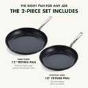 GreenPan Chatham Prime Midnight Hard Anodized Healthy Ceramic Nonstick, 10" and 12" Frying Pan Skillet Set, PFAS-Free, Dishwasher Safe, Oven Safe, Black