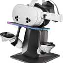 Charging Dock Compatible with Meta Quest 2/3/3S, Support Fast Charging VR Charging Station with RGB Light, Type-C Cable, VR Controllers Holder Stand