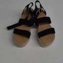 Soda Top Shoe Bryce Open Toe Buckle Ankle Strap Espadrilles Platform Wedge Casual Sandal, Black, 10