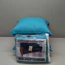 Blazing Needles Solid Microsuede Double Corded 8" to 9" Futon Cover Set with 2 Throw Pillows (Set of 3), Full, Aqua Blue