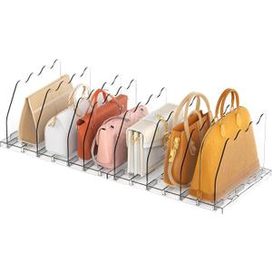 Ronlap Purse Storage Organizer for Closet, Clear Closet Bag Storage Dividers Rack Shelf Purse Dividers for Closet Organization Handbag Separators Closet Purse Organizers and Storage, 2 Pack, Clear